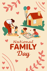 Fototapeta premium National Family Day celebration with house and love elements illustration