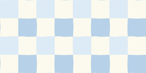 Hand-drawn pastel blue checkerboard pattern
