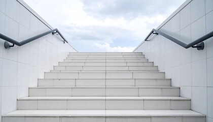 Fototapeta premium Staircase leading up to cloudy sky.