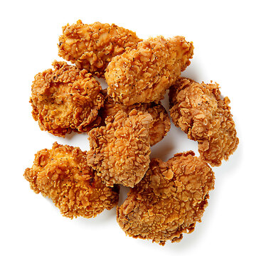 Crispy Breaded Chicken Nuggets on White Background