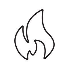Single outline icon of fire symbol used for flame or hazard warning. Linier style. Editable stroke. Vector illustration.