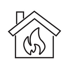 Single outline icon of fire detection system device for identifying heat or smoke. Linier style. Editable stroke. Vector illustration.