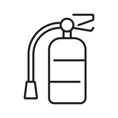 Single outline icon of fire extinguisher for firefighting and fire safety equipment. Linier style. Editable stroke. Vector illustration.