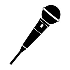 ワイヤー付きマイクのシルエットイラスト素材