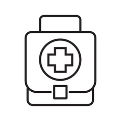 Single outline icon of first aid kit for emergency medical response. Linier style. Editable stroke. Vector illustration.