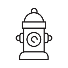 Single outline icon of fire hydrant for water supply in firefighting. Linier style. Editable stroke. Vector illustration.