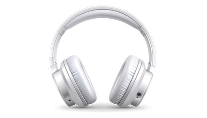 White headphones isolated on a white background.