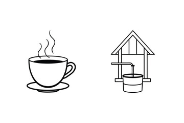 Hot beverage and water well coffee cup steam