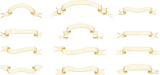 Vintage ribbon banner  symbol  collection with elegant scroll designs available as editable vector for decorative use