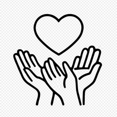 Fototapeta premium Hands holding heart in line art style symbolizing compassion 