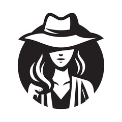vector logo of a person wearing a hat in black and white