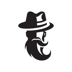 vector logo of a person wearing a hat in black and white