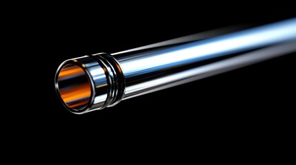A shiny metallic pipe with a black background.