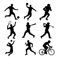 Silhouette sports player vector illustration design athlete fitness artwork template icon poster banner background for workout training action lifestyle and competition graphic