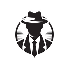 vector logo of a person wearing a hat in black and white