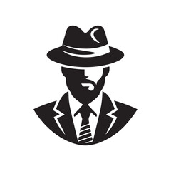 vector logo of a person wearing a hat in black and white