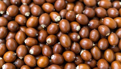 Close-up of many small, brown seeds