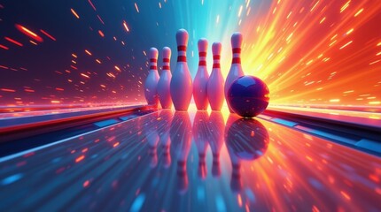 Bowling action indoor alley sport photography dynamic environment low angle shot exciting competition