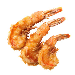 Crispy Breaded Shrimp Isolated on White Background