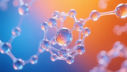 Molecular Structure with Interconnected Spheres in Gradient Background