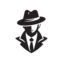 vector logo of a person wearing a hat in black and white