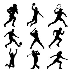 Silhouette sports player vector design athlete illustration fitness template icon poster banner background graphic artwork for workout training action lifestyle and competition