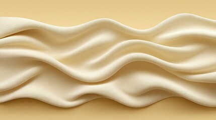 Obraz premium Cream colored fabric drapes and waves across a soft yellow background creating gentle folds