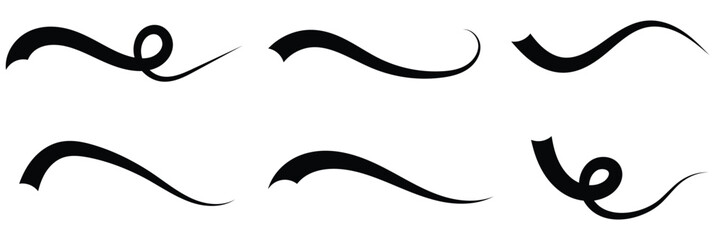 Typographic swash and swooshes tails. Retro swishes and swashes for athletic typography, logos, baseball font. Underlined text tails. Vector Illustration .EPS 10 .