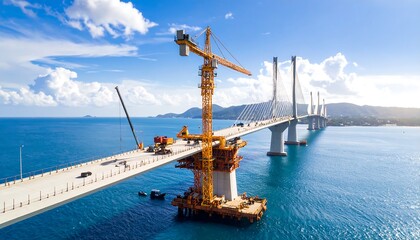 Construction of a cable-stayed bridge over water