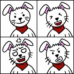 set of cute rabbit cartoon