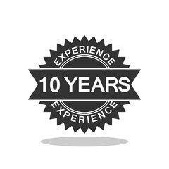 10 years experience icon with shadow