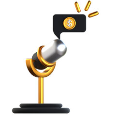Podcast Mic (Business Interview) 3D Icon Black and Gold Design