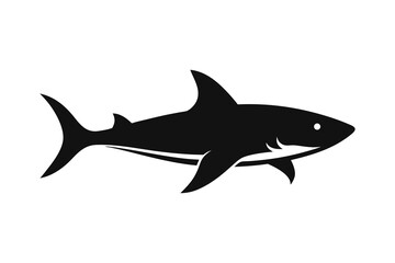 Naklejka premium Elegant black shark silhouette swimming gracefully an ocean predator marine life vector design perfect for branding and illustration projects
