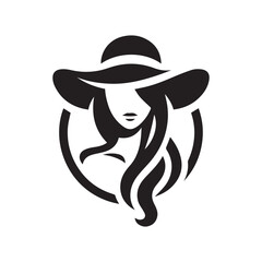vector logo of a person wearing a hat in black and white