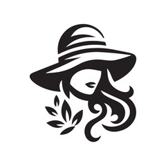 vector logo of a person wearing a hat in black and white