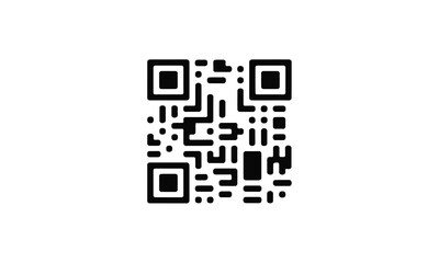 QR Code Set - Scan Icon & Black Outline Vector for Websites & Mobile - White Background Illustration