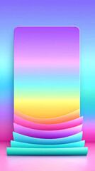 Fototapeta premium A vibrant gradient design featuring smooth, curved layers in pastel purple, blue, yellow, and pink tones creating a modern, abstract vertical composition.