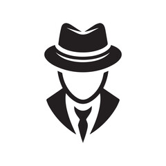 vector logo of a person wearing a hat in black and white