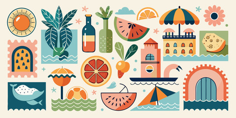 Seamless pattern vector illustration with Easter eggs, flowers, and birds