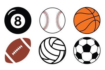 Obraz premium Sports Ball Icon Vector Set