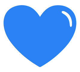 A vibrant blue heart shape, simple design, representing love and affection.