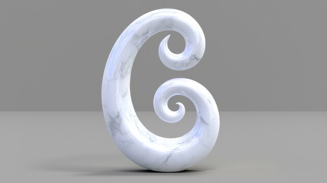A white abstract sculpture with a spiral design.