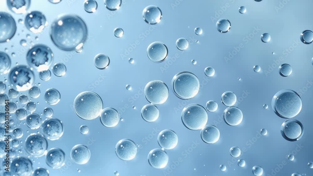Poster a mesmerizing array of water bubbles creates an abstract background with a refreshing and clean text