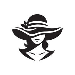 vector logo of a person wearing a hat in black and white