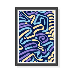 Blue Line Art with Visual Rhythm Poster