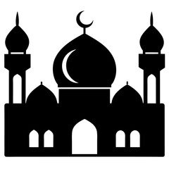 Mosque Silhouette Vector – Islamic Architecture Illustration in Black