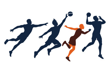 Handball Players Vector – Sports Silhouette of Action Movement