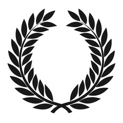 Laurel Wreath Silhouette – Victory Symbol in Black and White