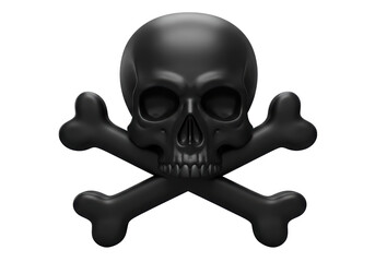 Isolated Black Skull and Crossbones - Danger Symbol
