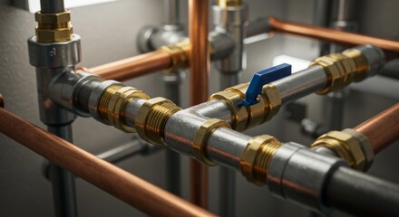pipe plumbing work and tools set